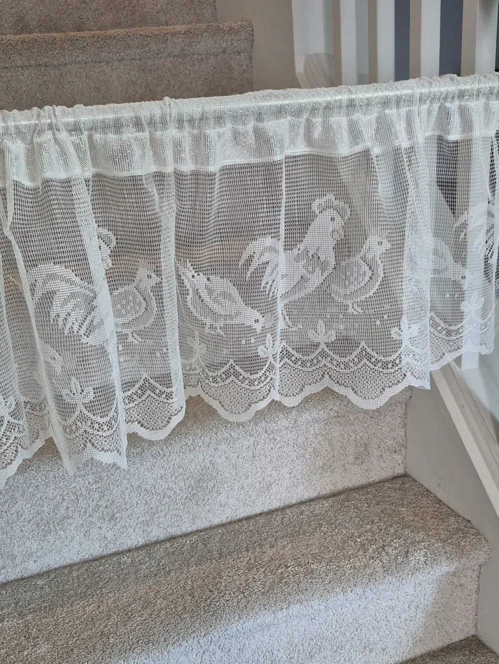 White Rooster Chick Lace Valance Curtain 60x14